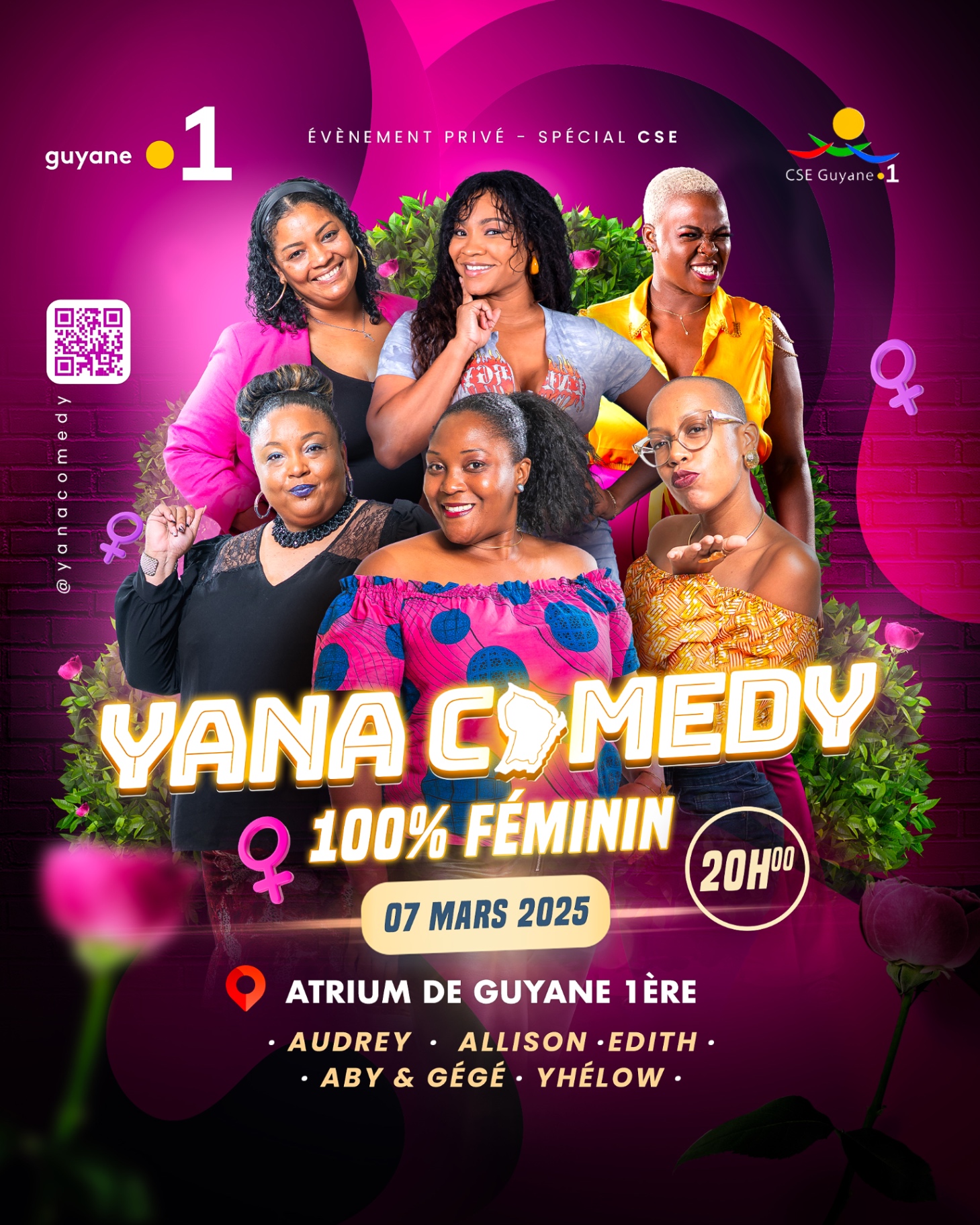 Affiche YANA Comedy 100 % Féminin — Guyane 1ère, piste V1