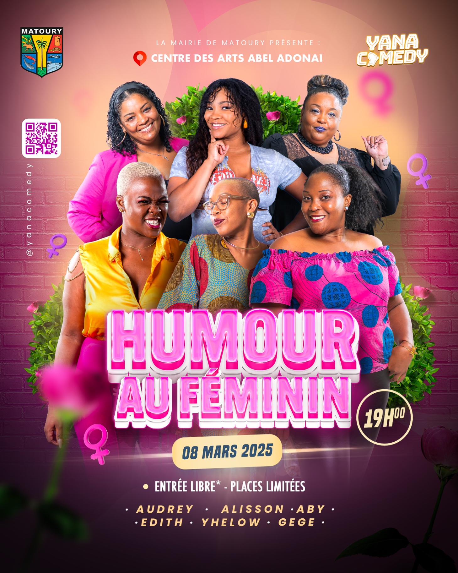 Affiche Humour au Féminin Matoury — piste V1 lockup massif