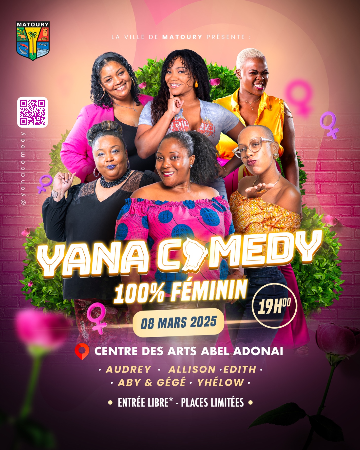 Affiche YANA Comedy 100 % Féminin Matoury — piste V3 retenue