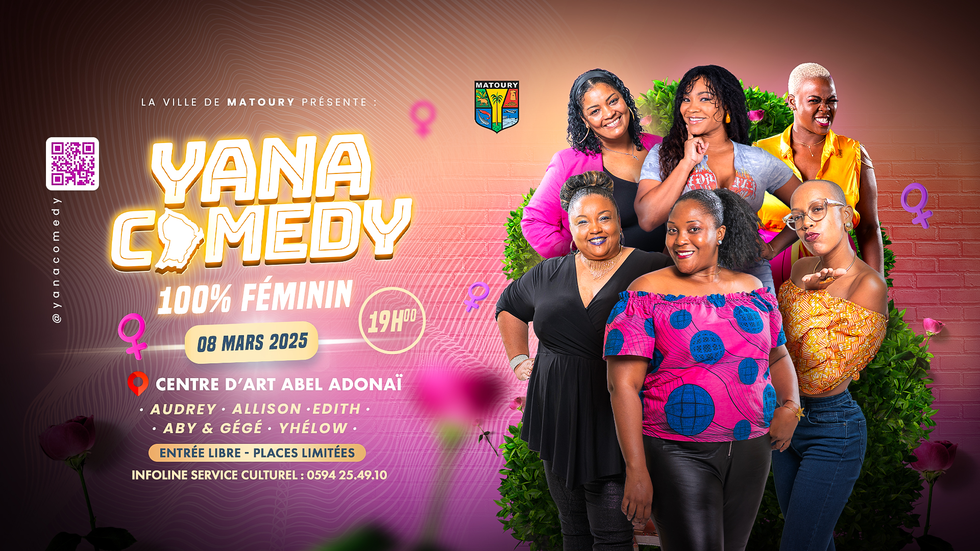Habillage TV 16:9 — YANA Comedy 100 % Féminin, version Matoury